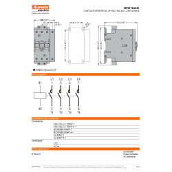 Contacteur, 4P (4NO), AC, bobine 230V 50Hz, LOVATO, de 26A en AC 50A